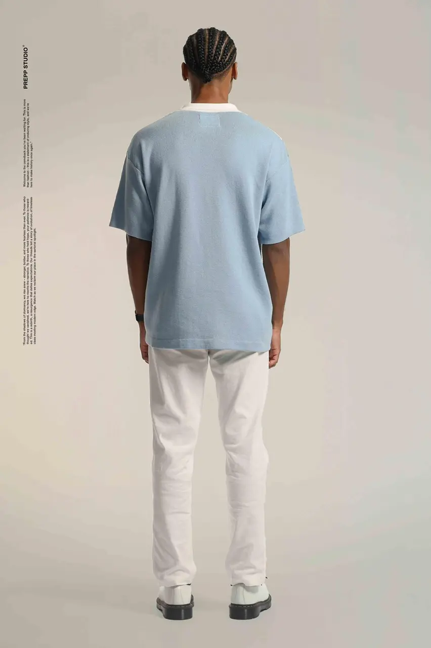 PLFT97-POLO STRIPE SENSE 2 STRIPE LIGHT BLUE WHITE
