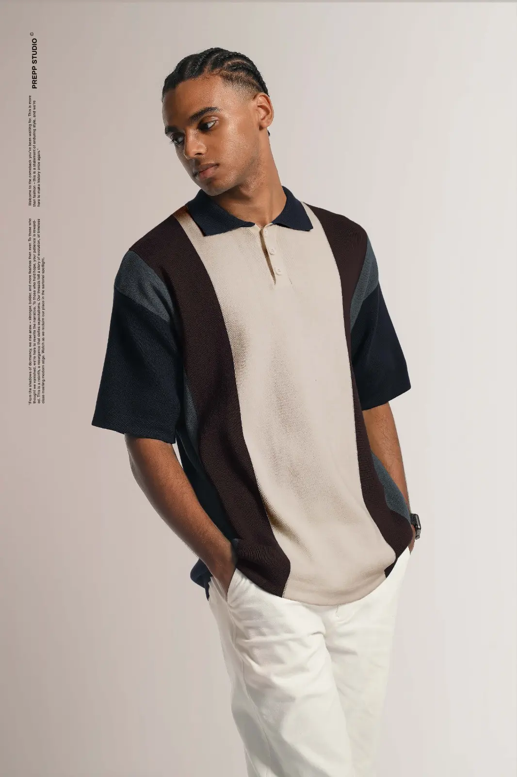 POLO STRIPE SENSE 4 STRIPE BROWN BLACK
