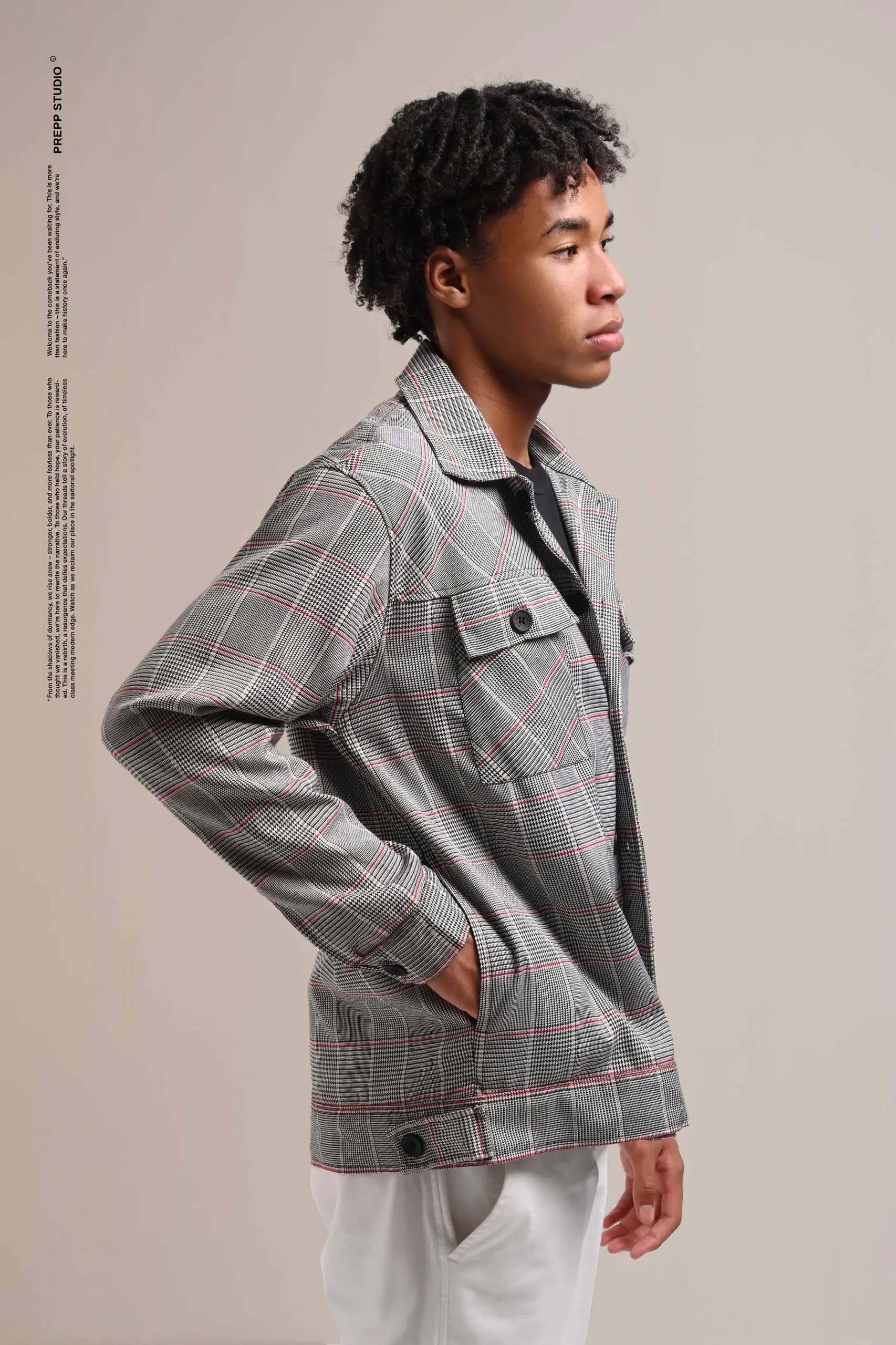 REMY TARTAN JACKET RED