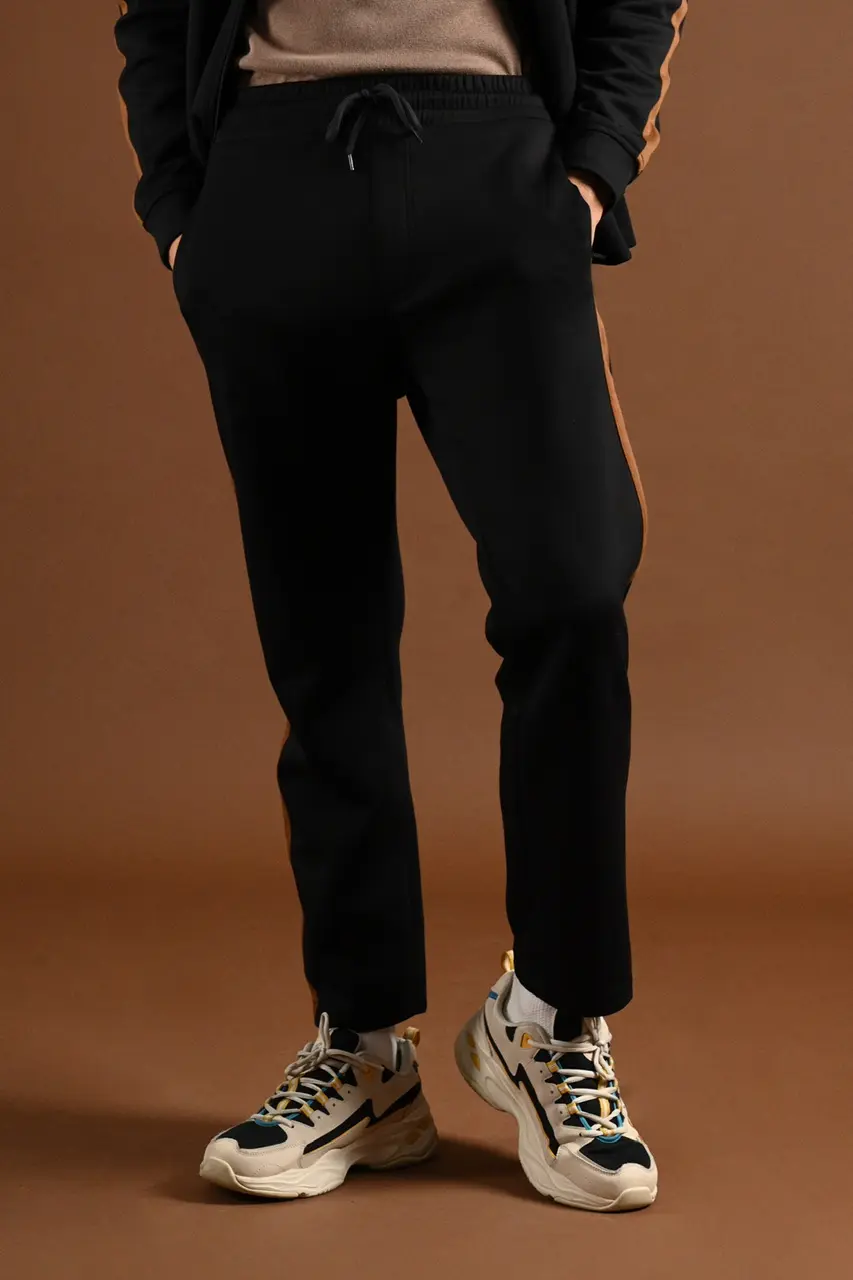 TWEED TRACKPANTS BLACK STRIPE BROWN