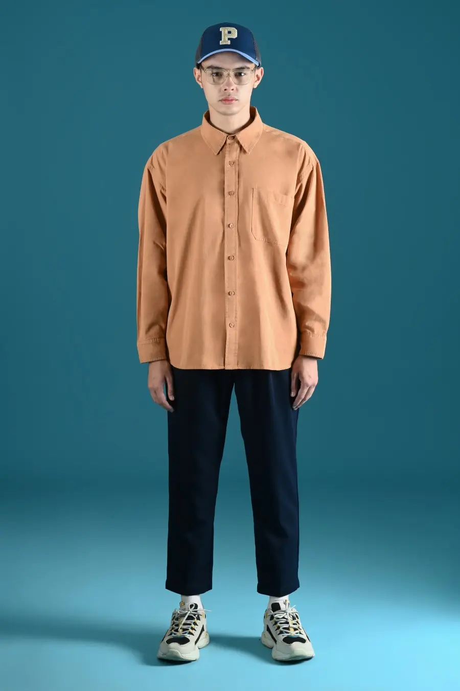 DREXEL OVERSIZED SHIRT BASIC COLLAR TANGERINE BROWN