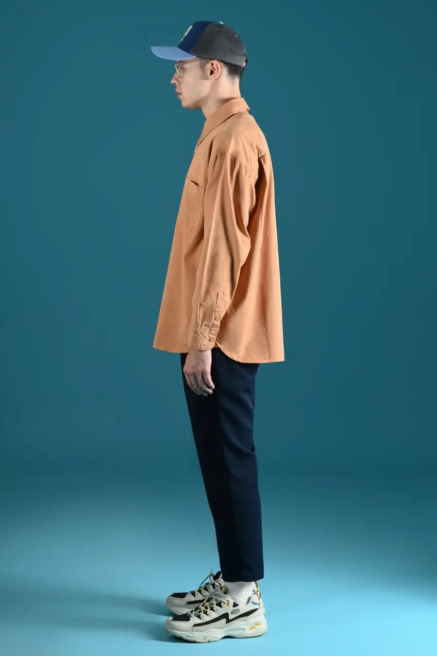 DREXEL OVERSIZED SHIRT BASIC COLLAR TANGERINE BROWN