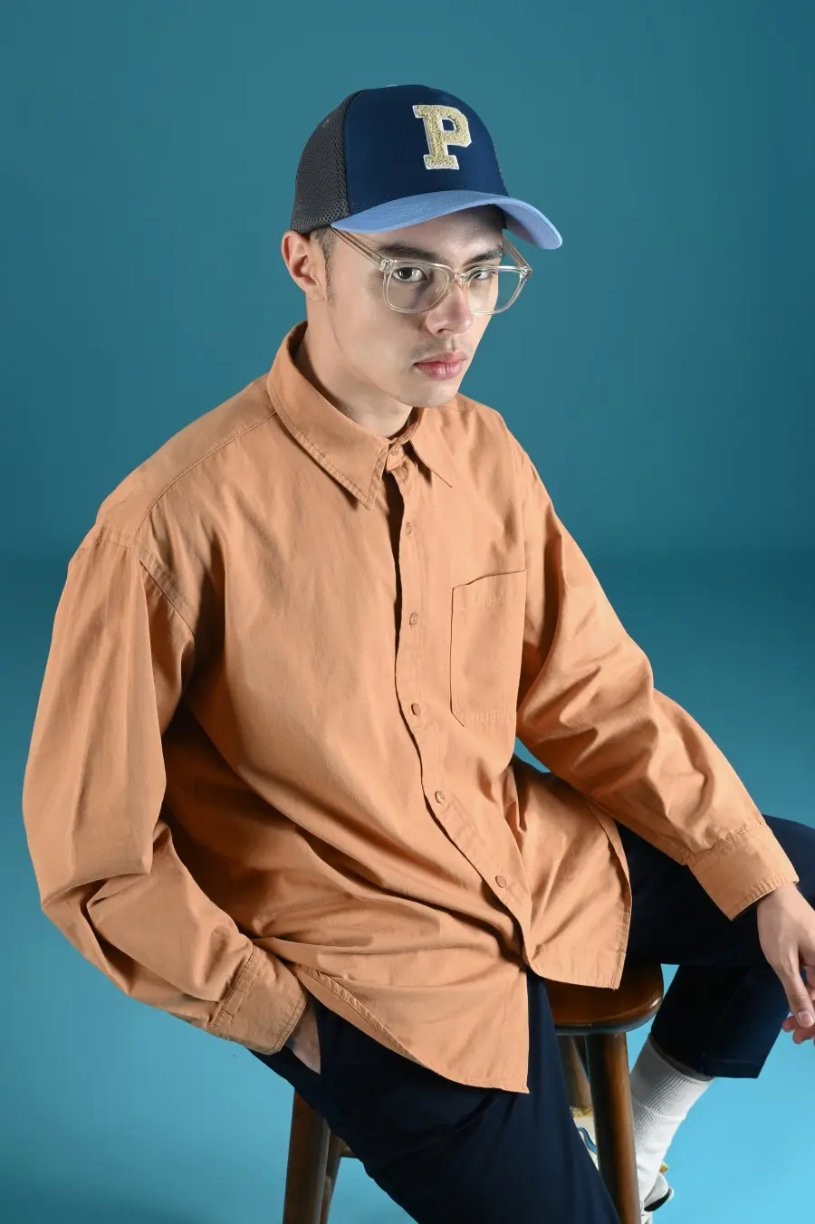 DREXEL OVERSIZED SHIRT BASIC COLLAR TANGERINE BROWN