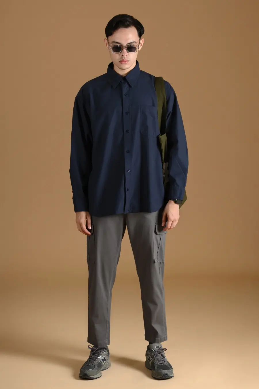 PSDT16-DREXEL OVERSIZED SHIRT BASIC COLLAR NAVY