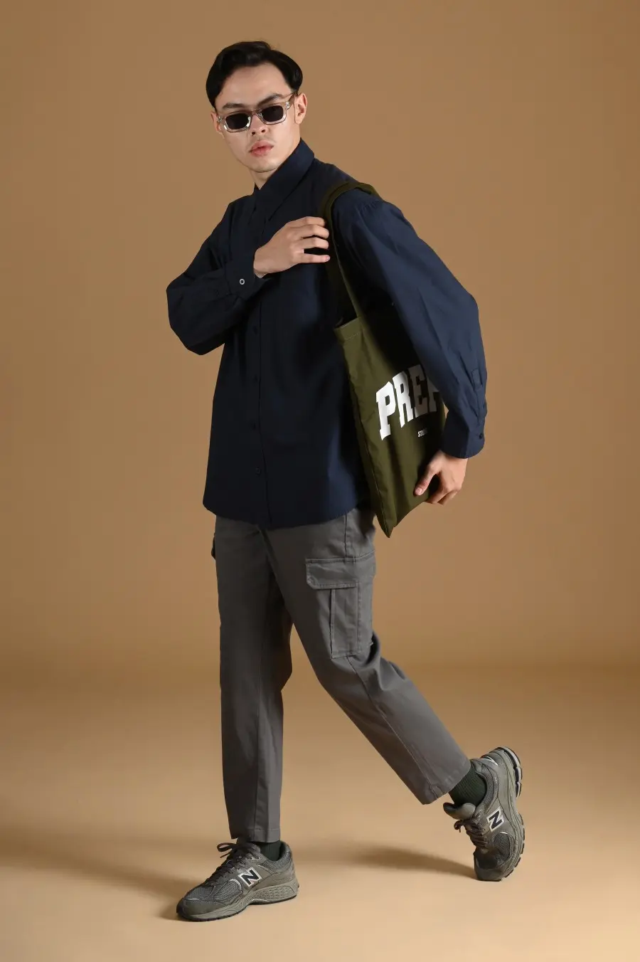 PSDT16-DREXEL OVERSIZED SHIRT BASIC COLLAR NAVY