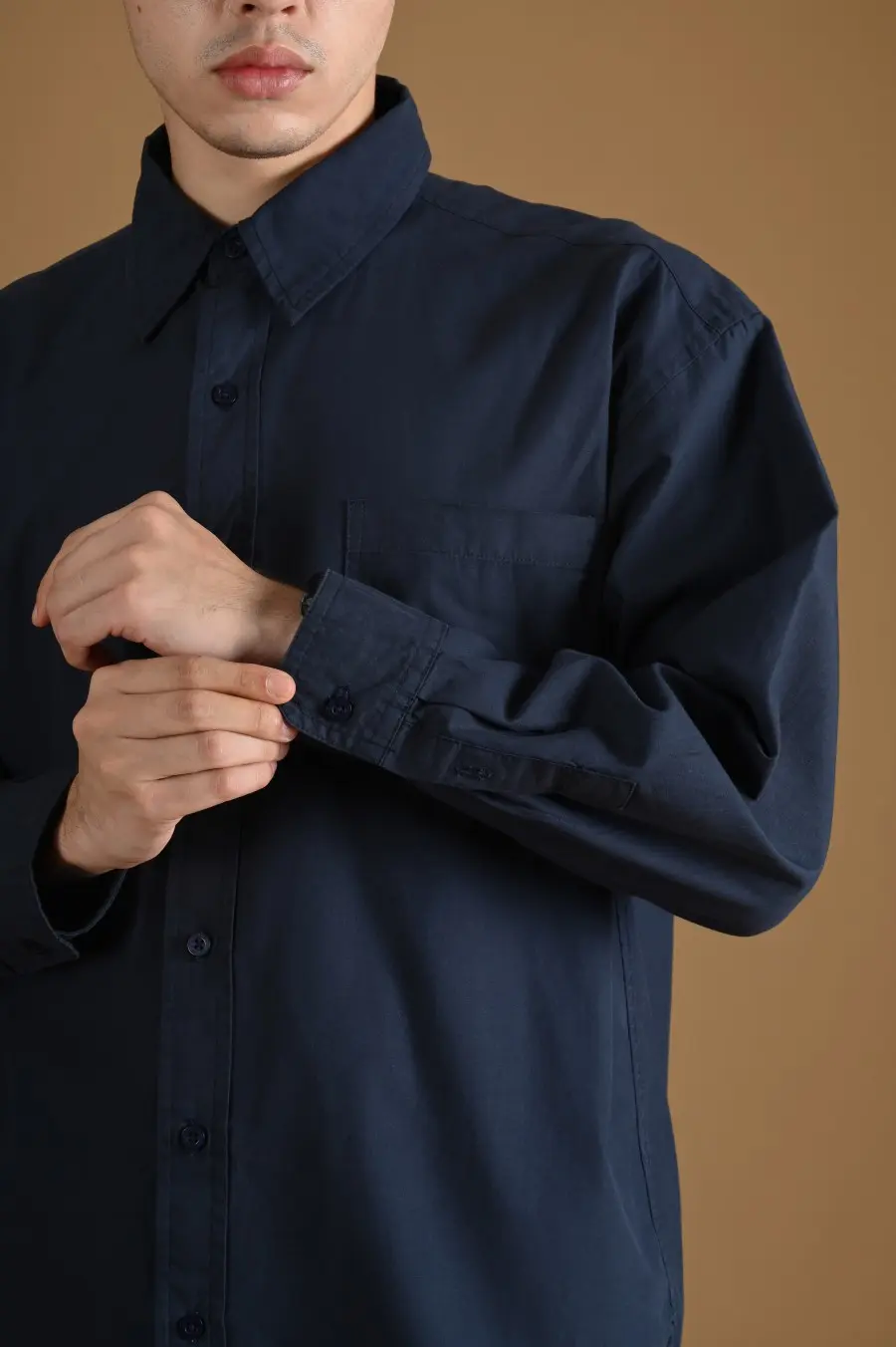 PSDT16-DREXEL OVERSIZED SHIRT BASIC COLLAR NAVY