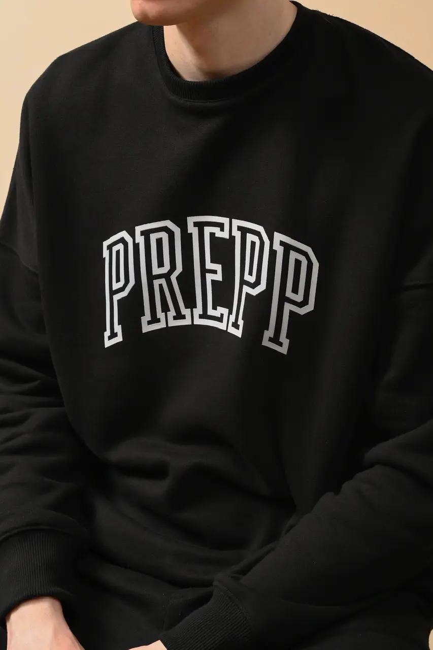 COLLEGIATE SWEATSHIRT BLACK WHITE