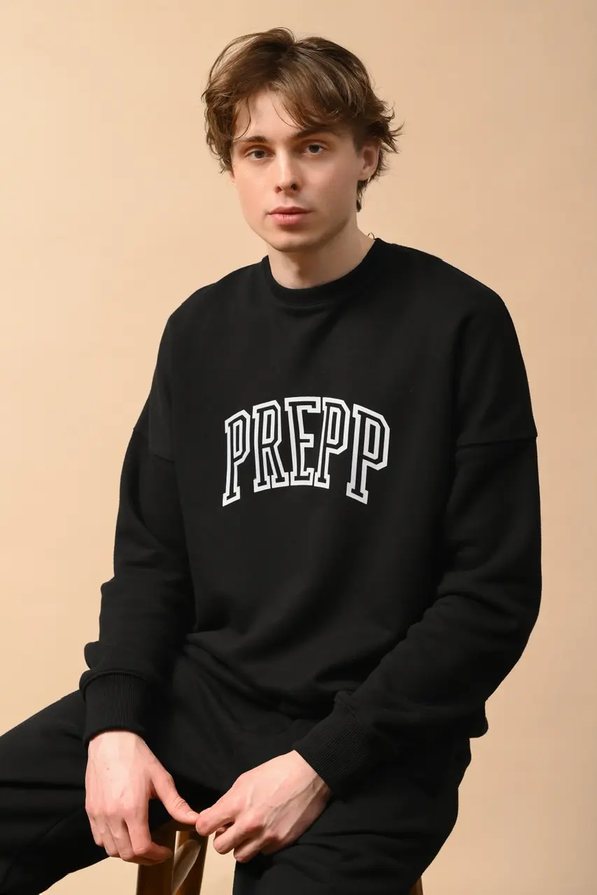COLLEGIATE SWEATSHIRT BLACK WHITE