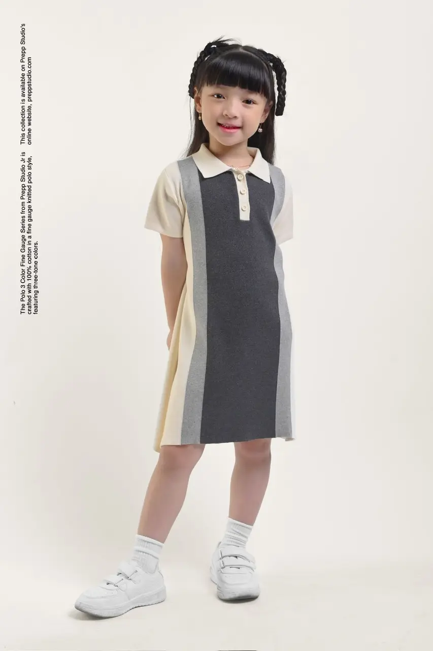 POLO DRESS 3 COLORS FINE GAUGE GREY