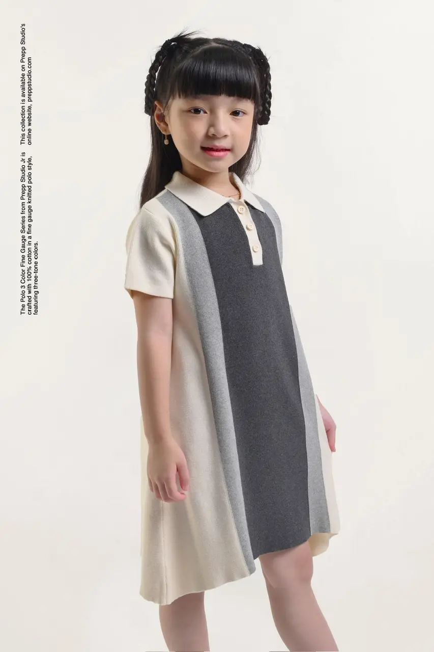 POLO DRESS 3 COLORS FINE GAUGE GREY