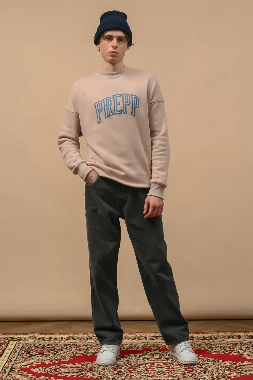 PODX07-COLLEGIATE SWEATSHIRT CREAM