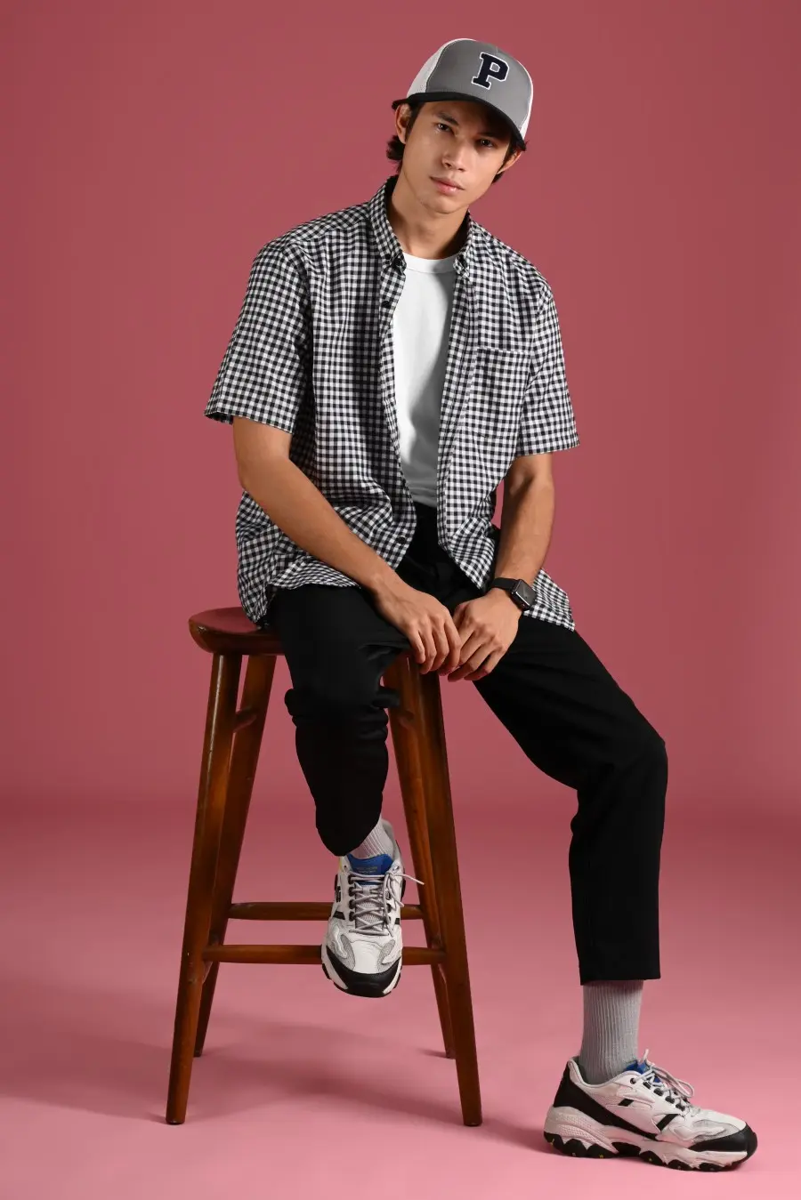 PSCR02-GINGHAM SHORT SLEEVE SHIRT PREPP SCOOTER EDITION BLACK