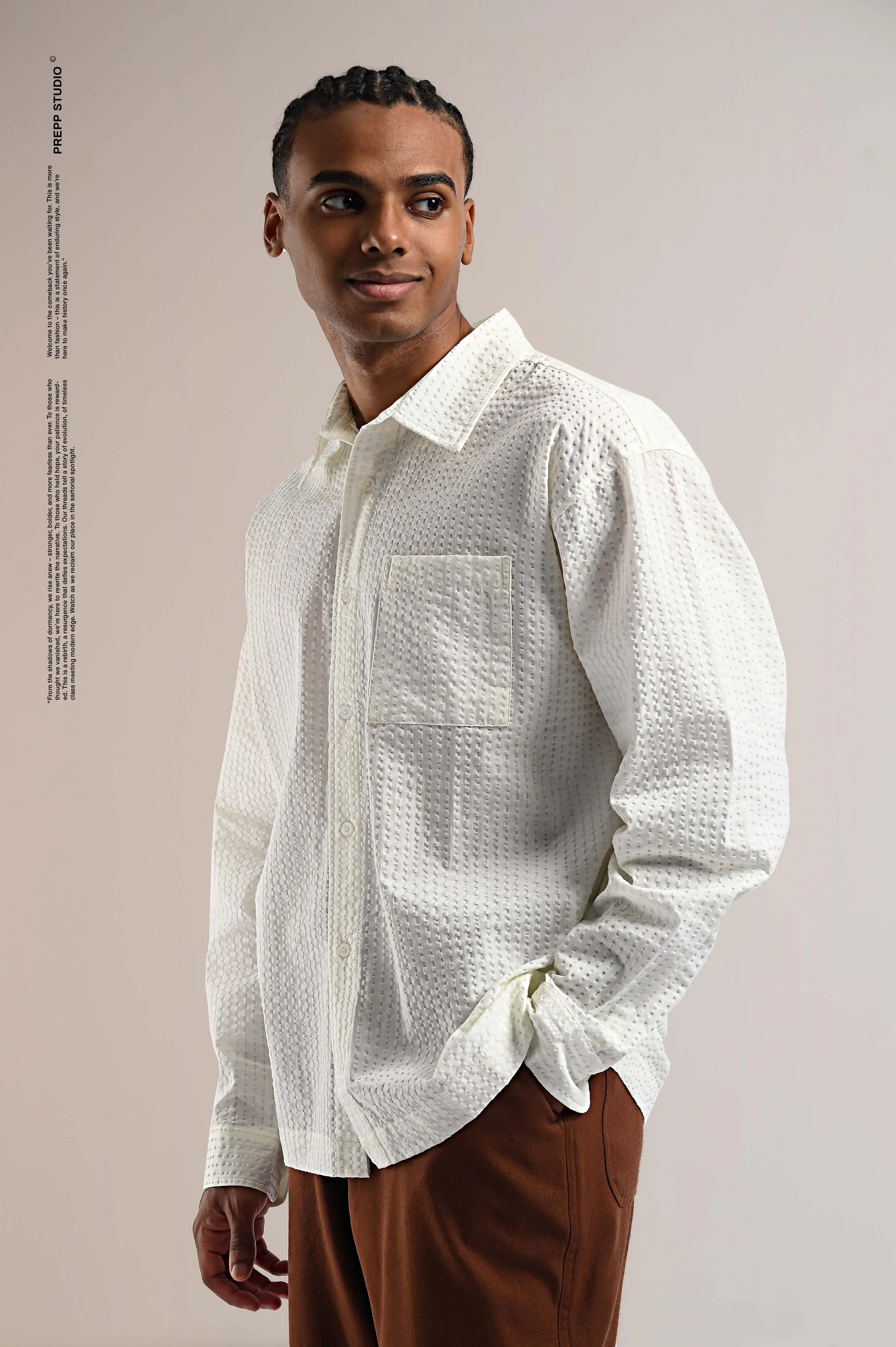 VELOFORE SEERSUCKER LONG SLEEVE SHIRT WHITE