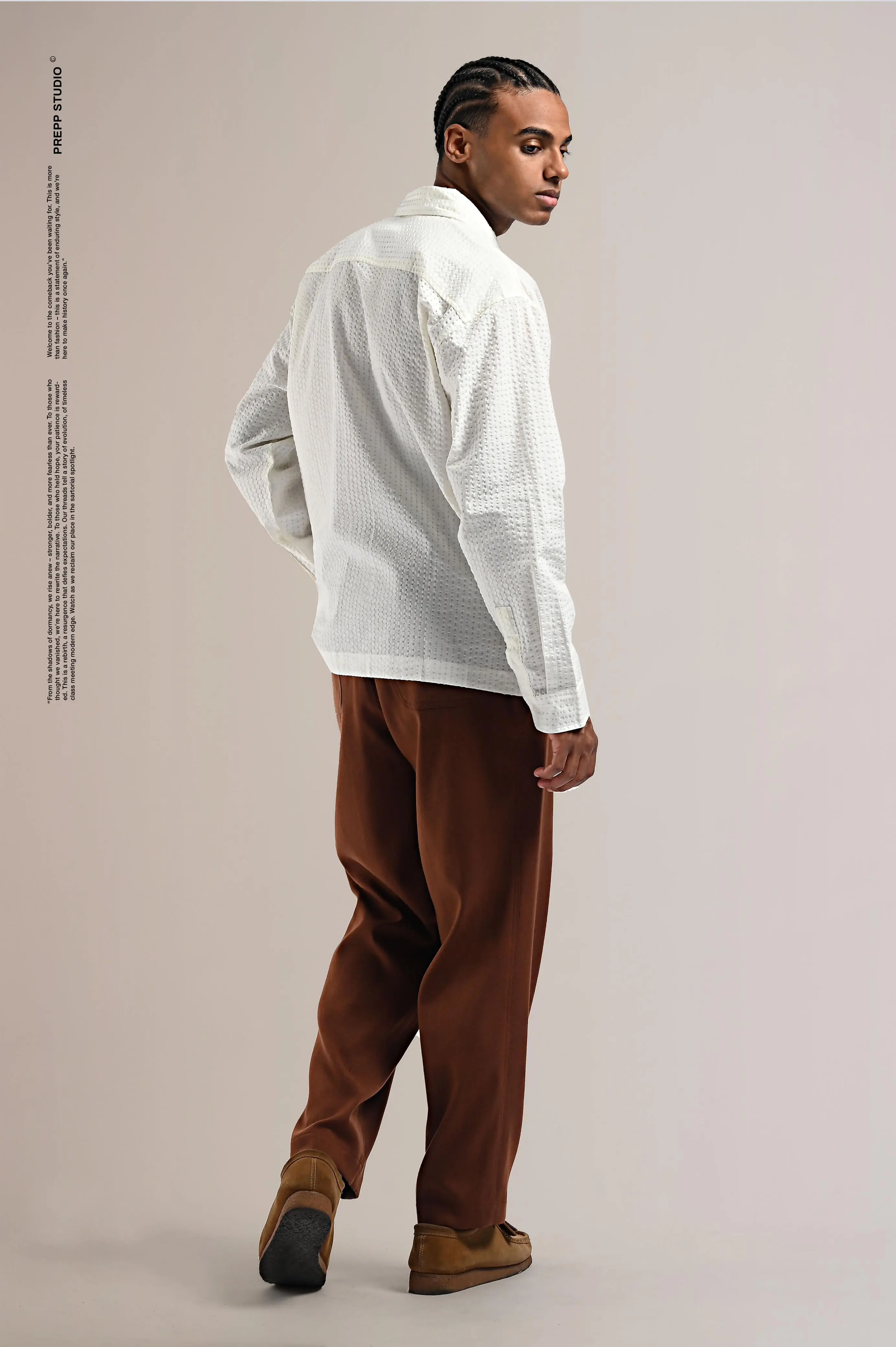 VELOFORE SEERSUCKER LONG SLEEVE SHIRT WHITE