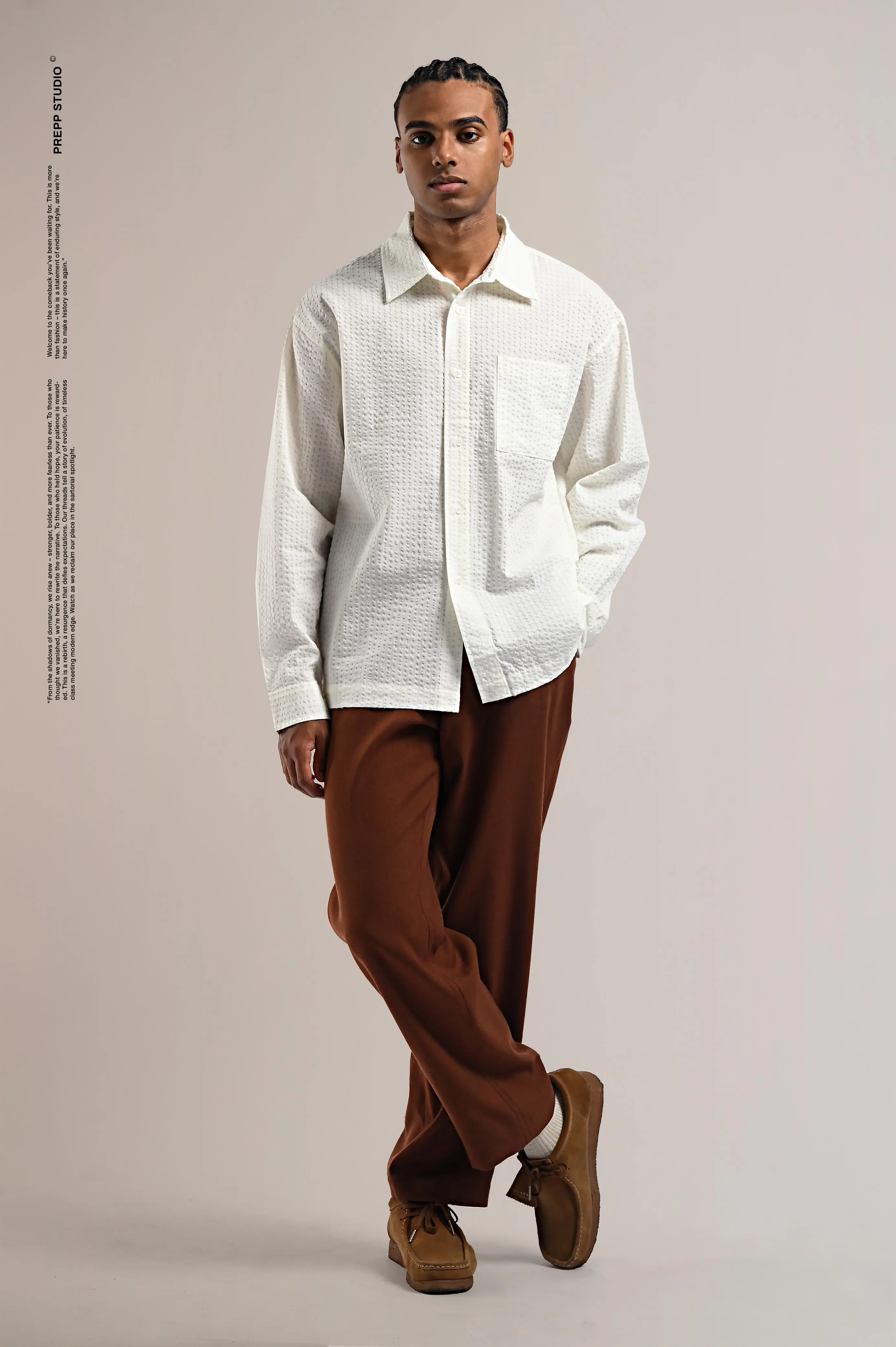 VELOFORE SEERSUCKER LONG SLEEVE SHIRT WHITE