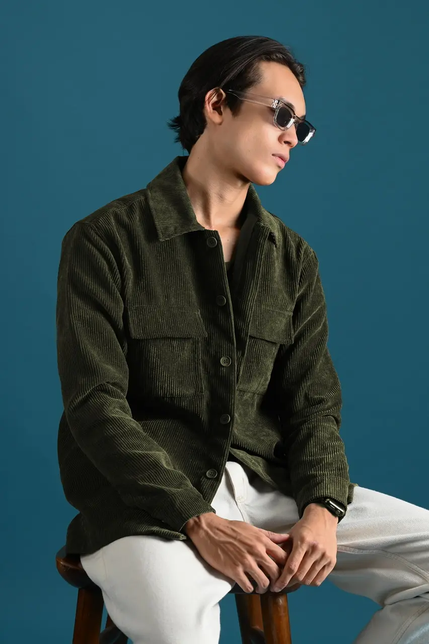 PODS01-CORDUROY OVERSHIRT JACKET ARMY