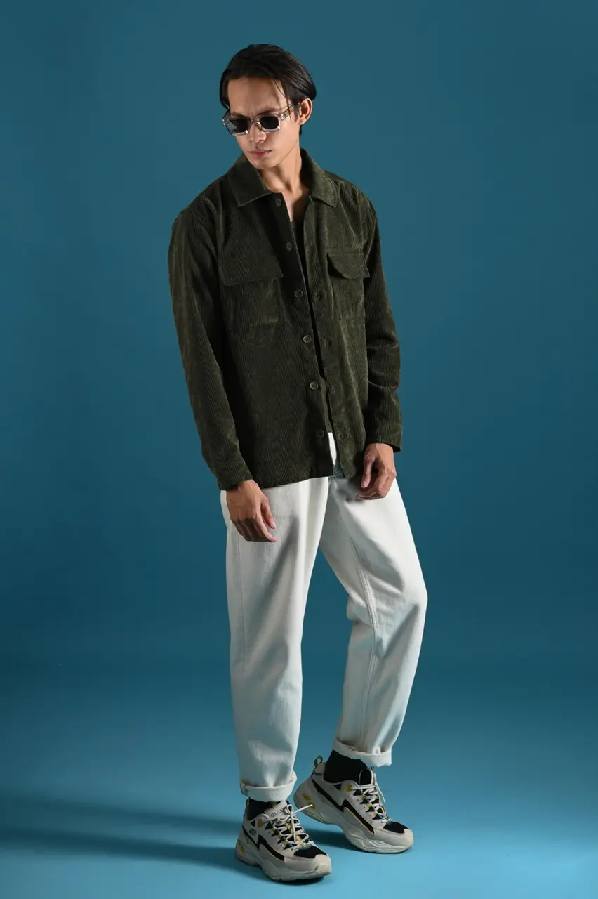 PODS01-CORDUROY OVERSHIRT JACKET ARMY