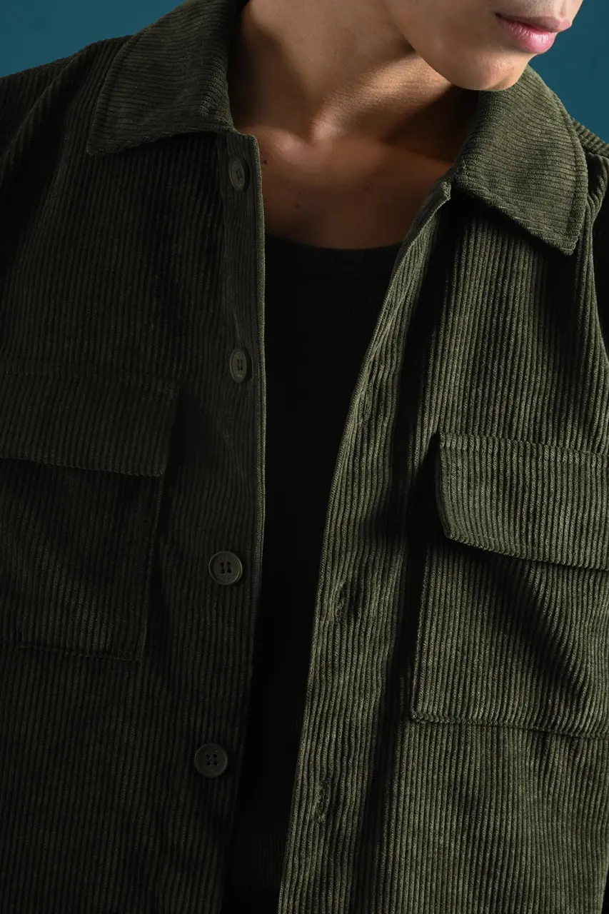 PODS01-CORDUROY OVERSHIRT JACKET ARMY
