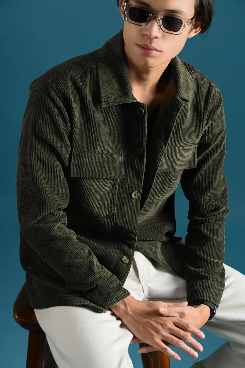 PODS01-CORDUROY OVERSHIRT JACKET ARMY