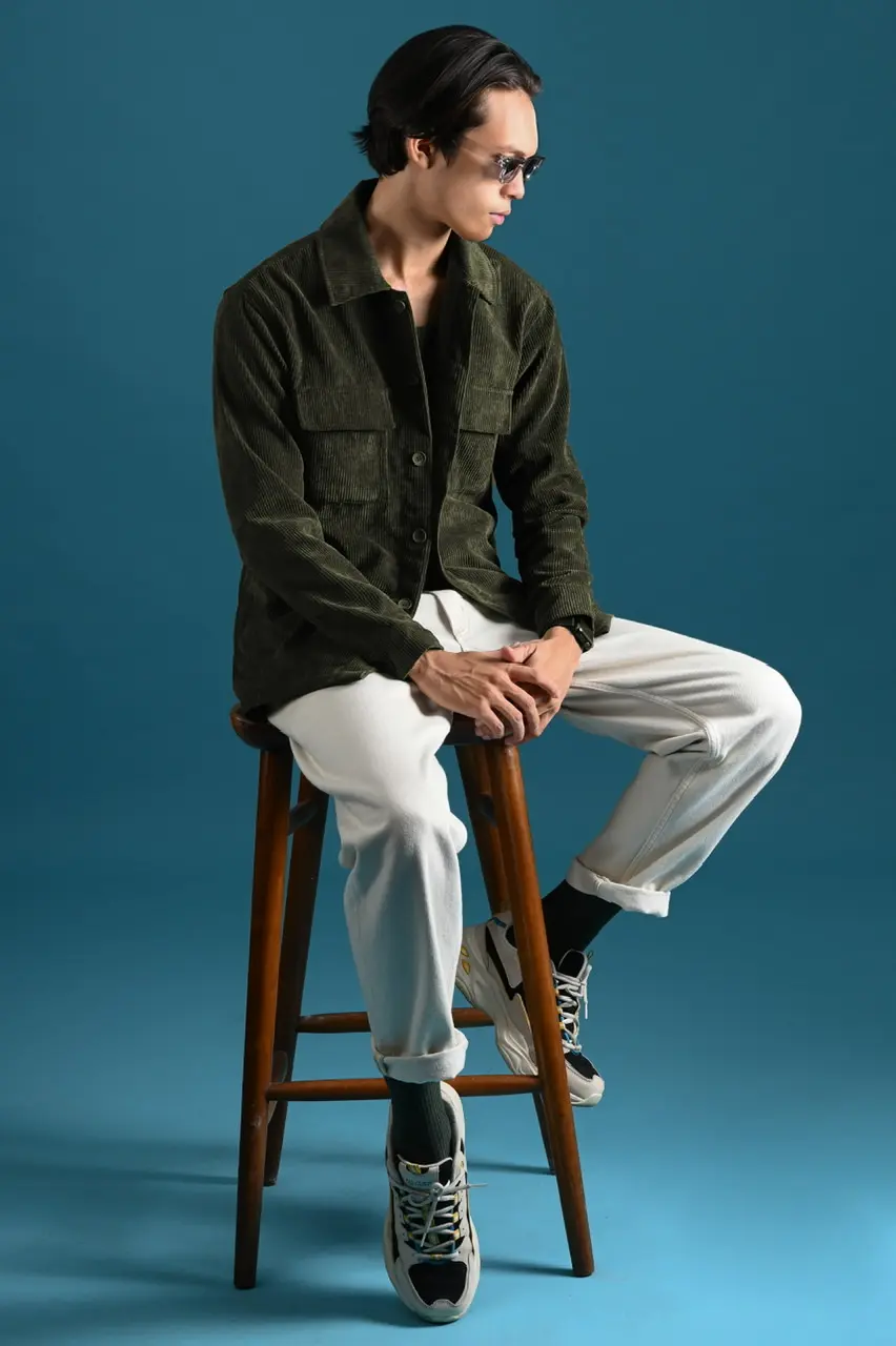 PODS01-CORDUROY OVERSHIRT JACKET ARMY