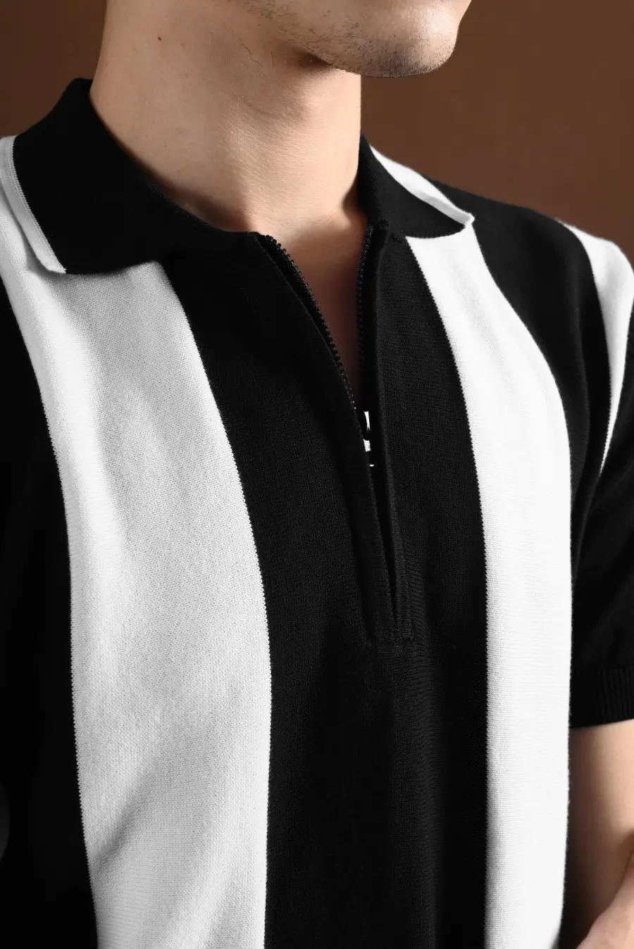 PSFH02-ZIPPY POLO BLACK WHITE