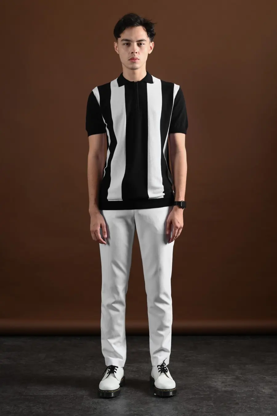 PSFH02-ZIPPY POLO BLACK WHITE