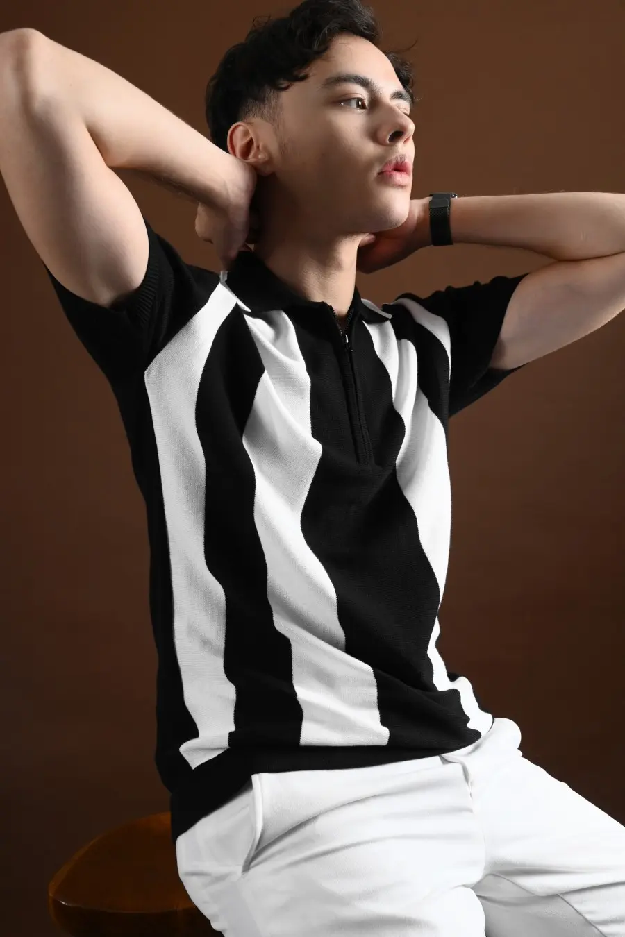 PSFH02-ZIPPY POLO BLACK WHITE