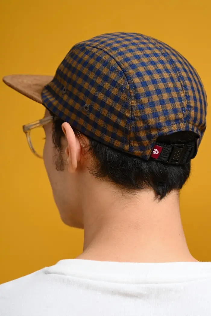 PADP05-5 PANEL GINGHAM CAP BROWN