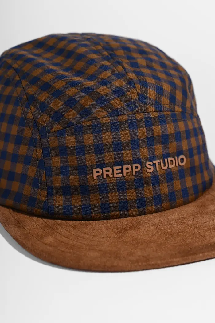 PADP05-5 PANEL GINGHAM CAP BROWN