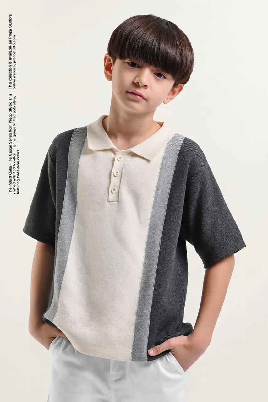 POLO SHIRT 3 COLOR FINE GAUGE GREY