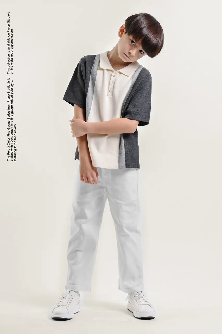 POLO SHIRT 3 COLOR FINE GAUGE GREY