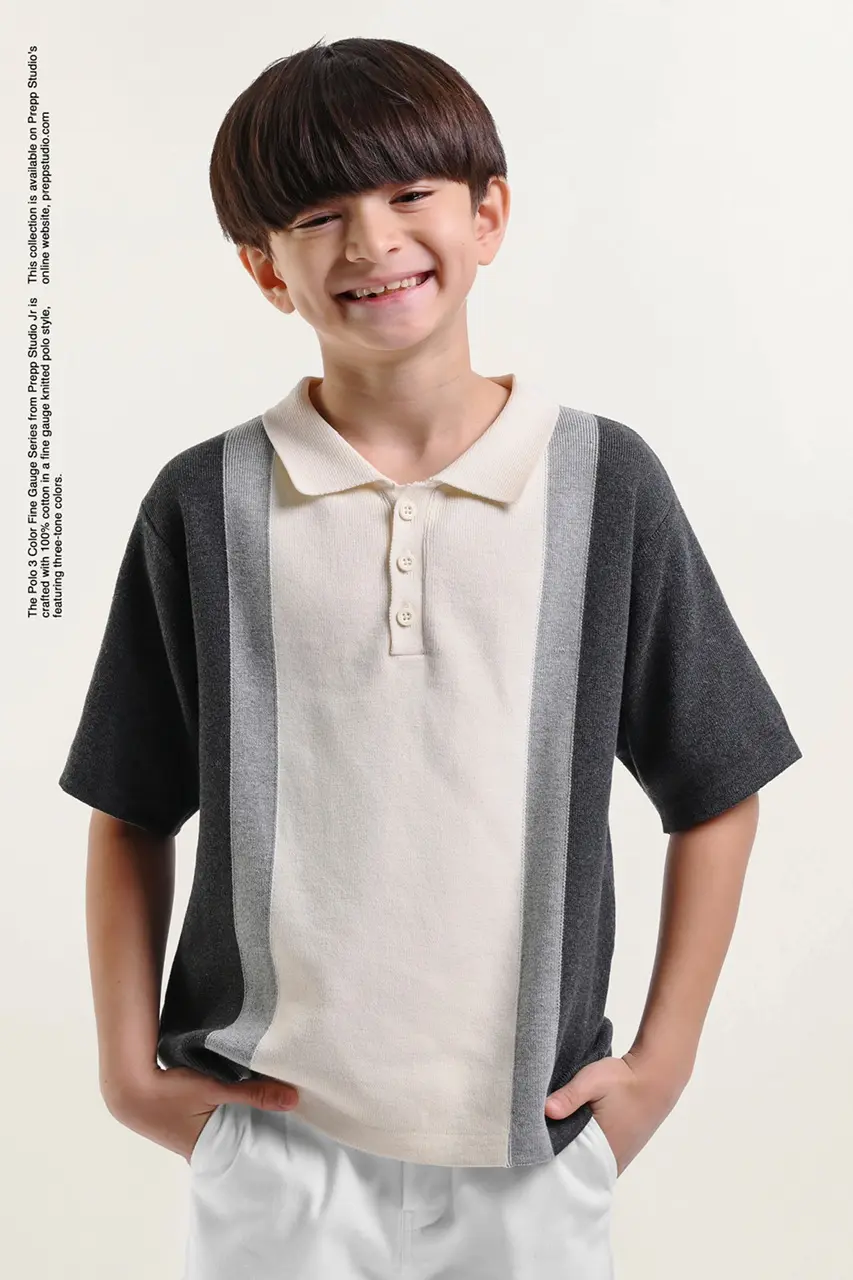 POLO SHIRT 3 COLOR FINE GAUGE GREY