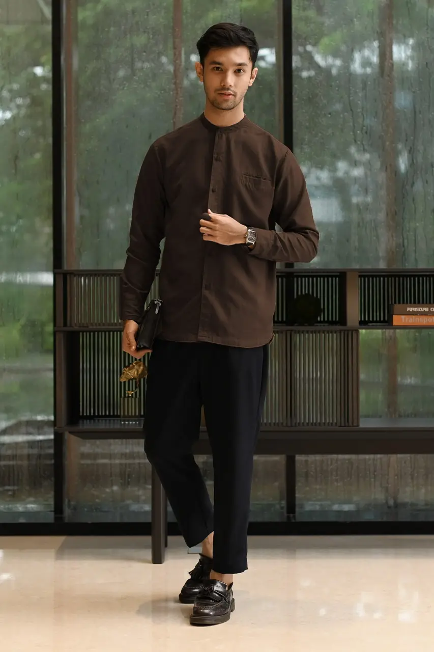 PSDF57-AARIAL MODEST SHIRT DARK BROWN
