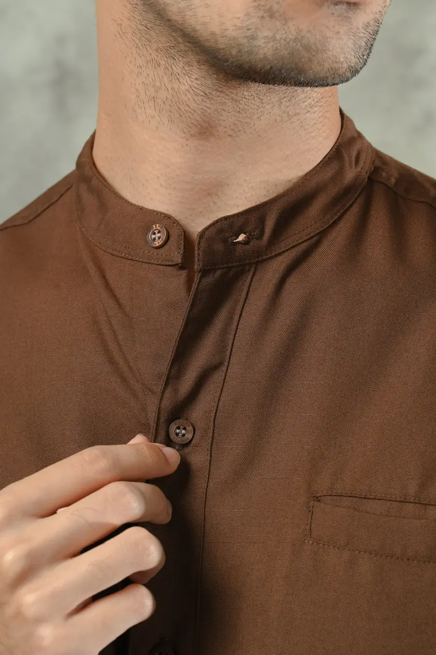 PSDF57-AARIAL MODEST SHIRT DARK BROWN
