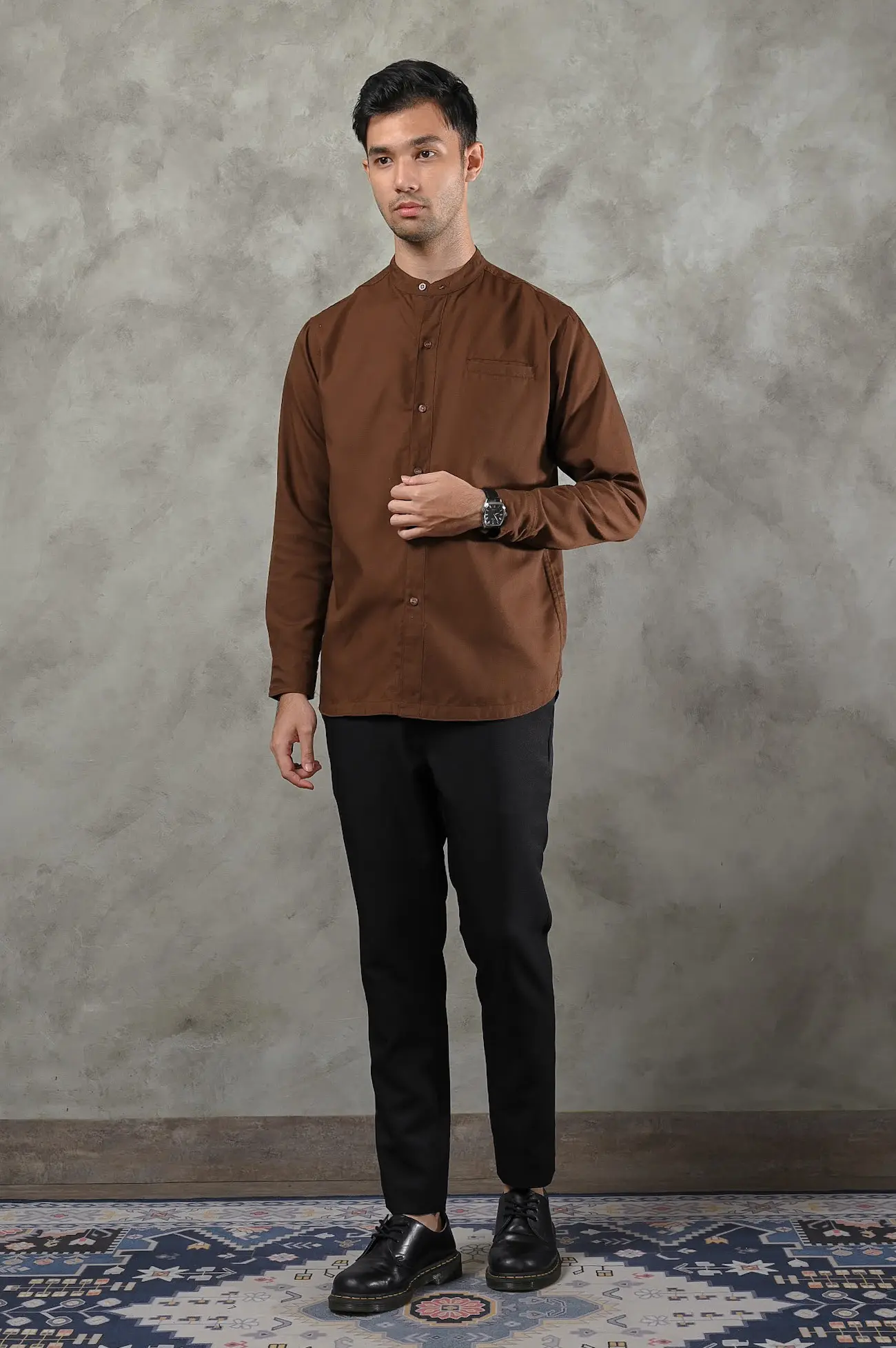 PSDF57-AARIAL MODEST SHIRT DARK BROWN