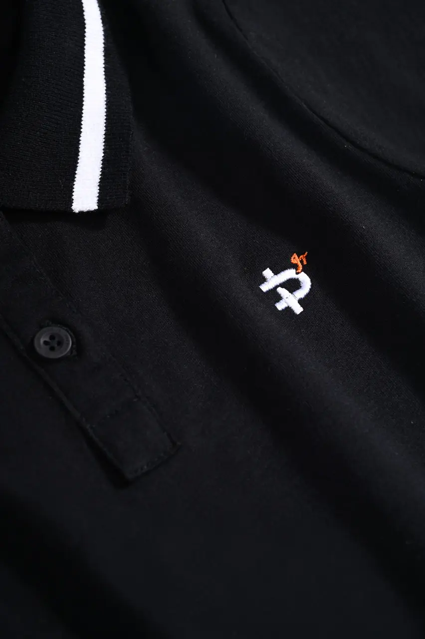 ACE POLO SHIRT BOYS BLACK WHITE