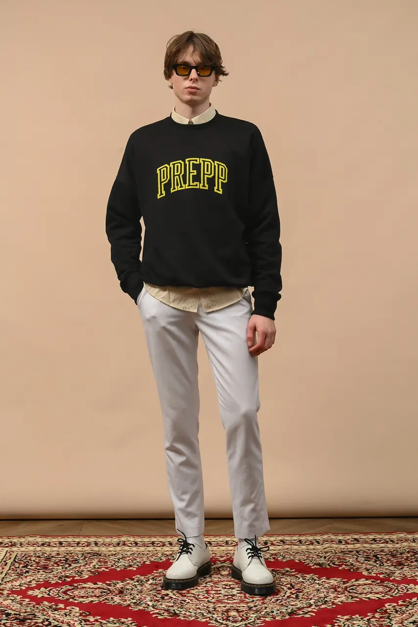 PODX85-COLLEGIATE SWEATSHIRT BLACK YELLOW