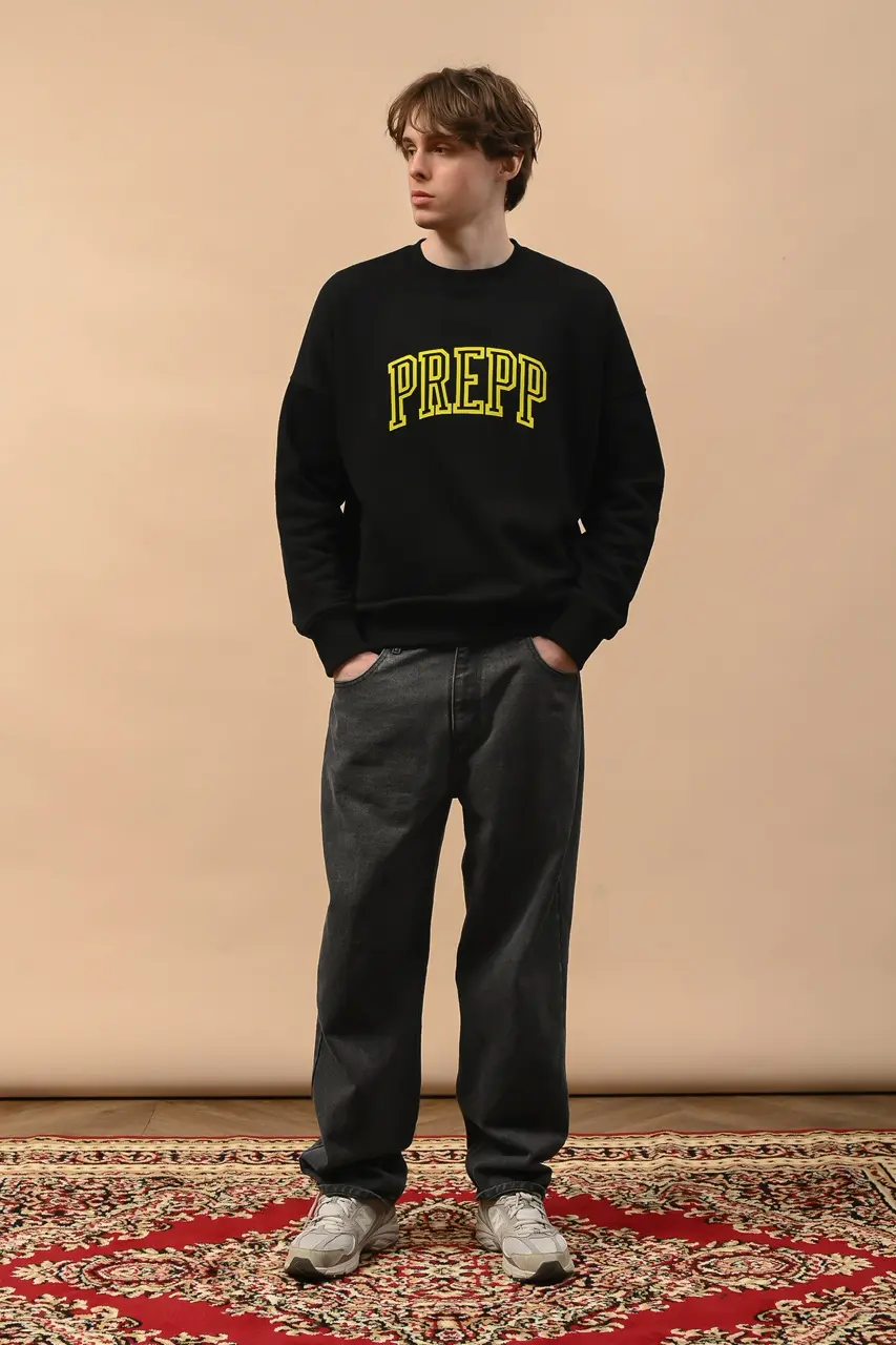 PODX85-COLLEGIATE SWEATSHIRT BLACK YELLOW