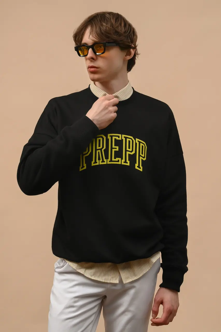 PODX85-COLLEGIATE SWEATSHIRT BLACK YELLOW