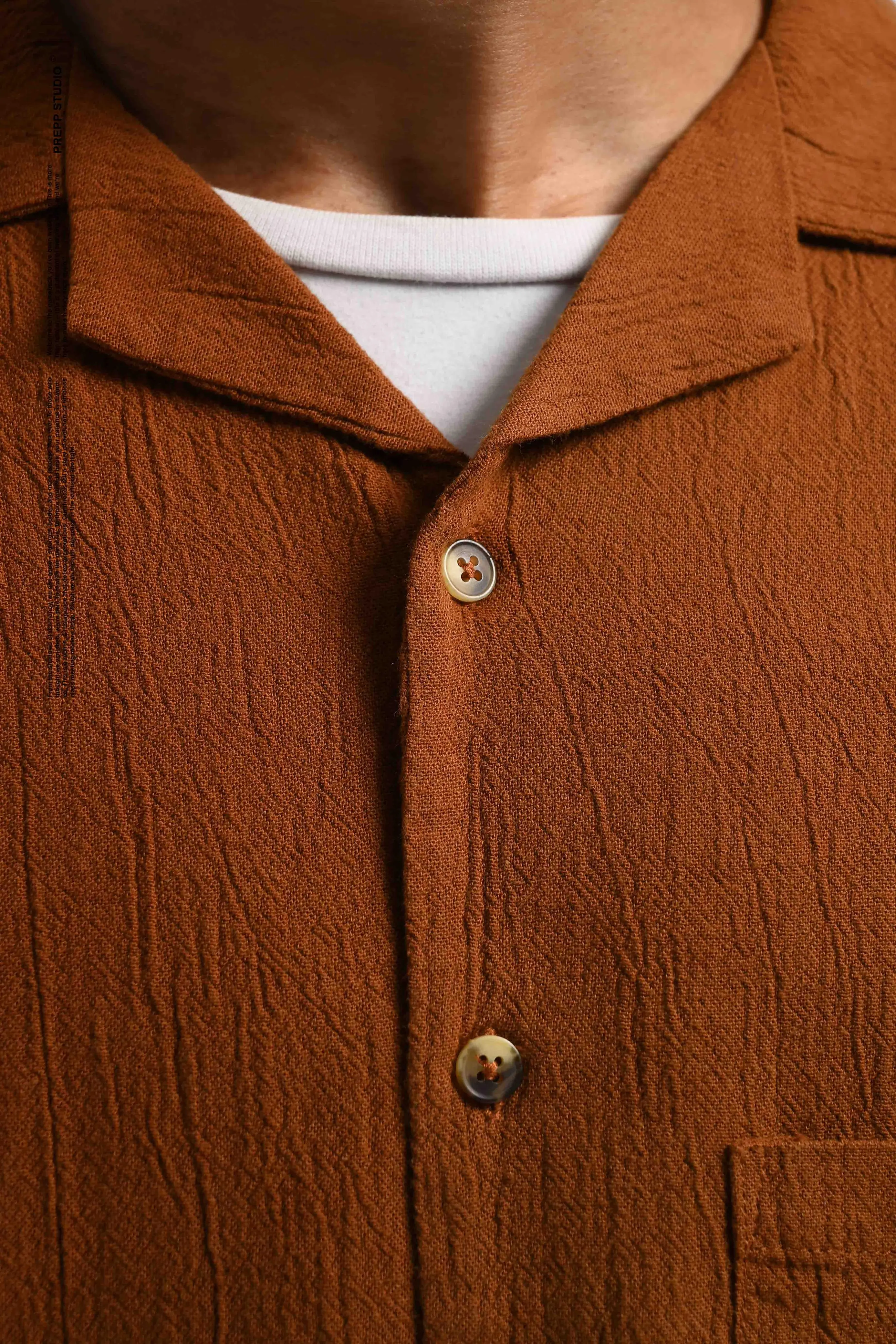 CORRUGATE CRINKLE SHIRT BROWN