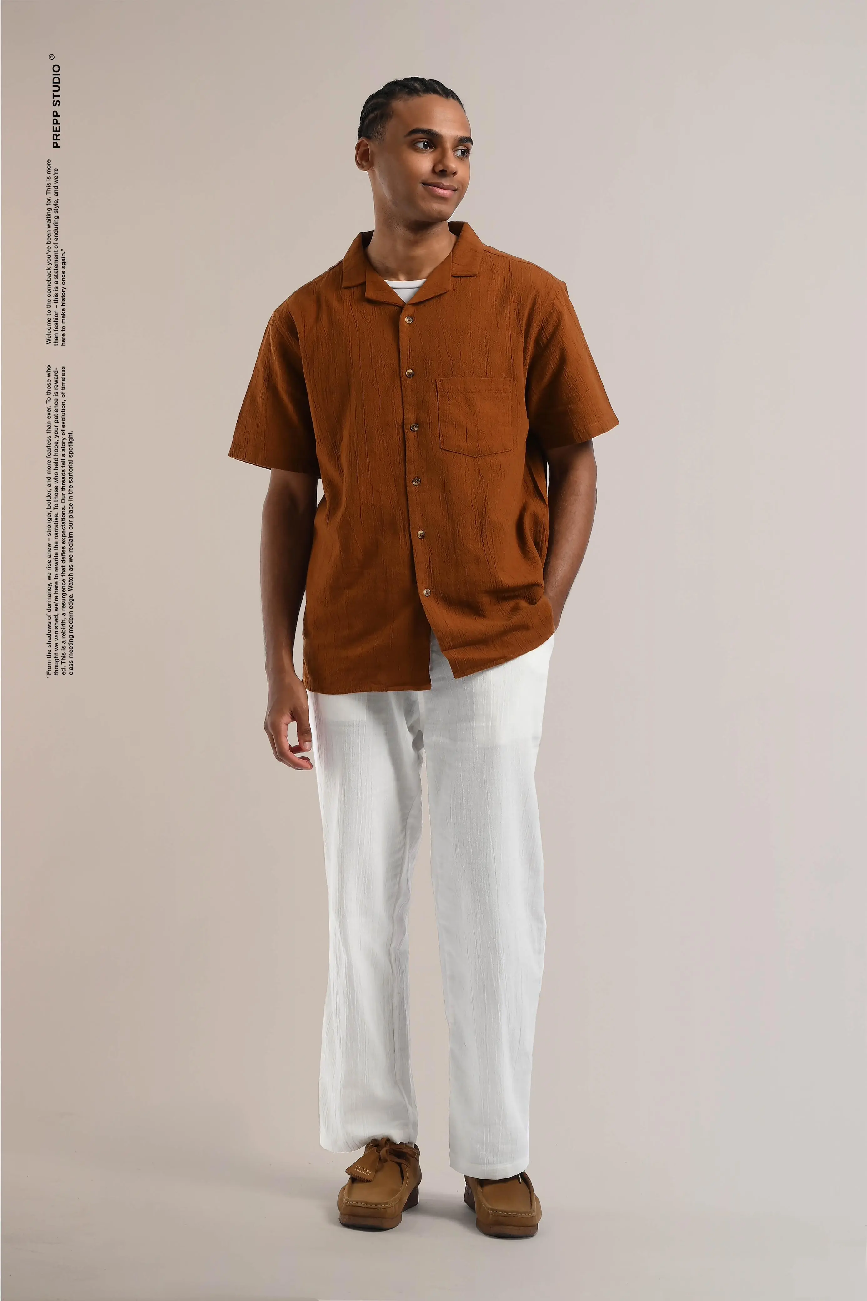 CORRUGATE CRINKLE SHIRT BROWN