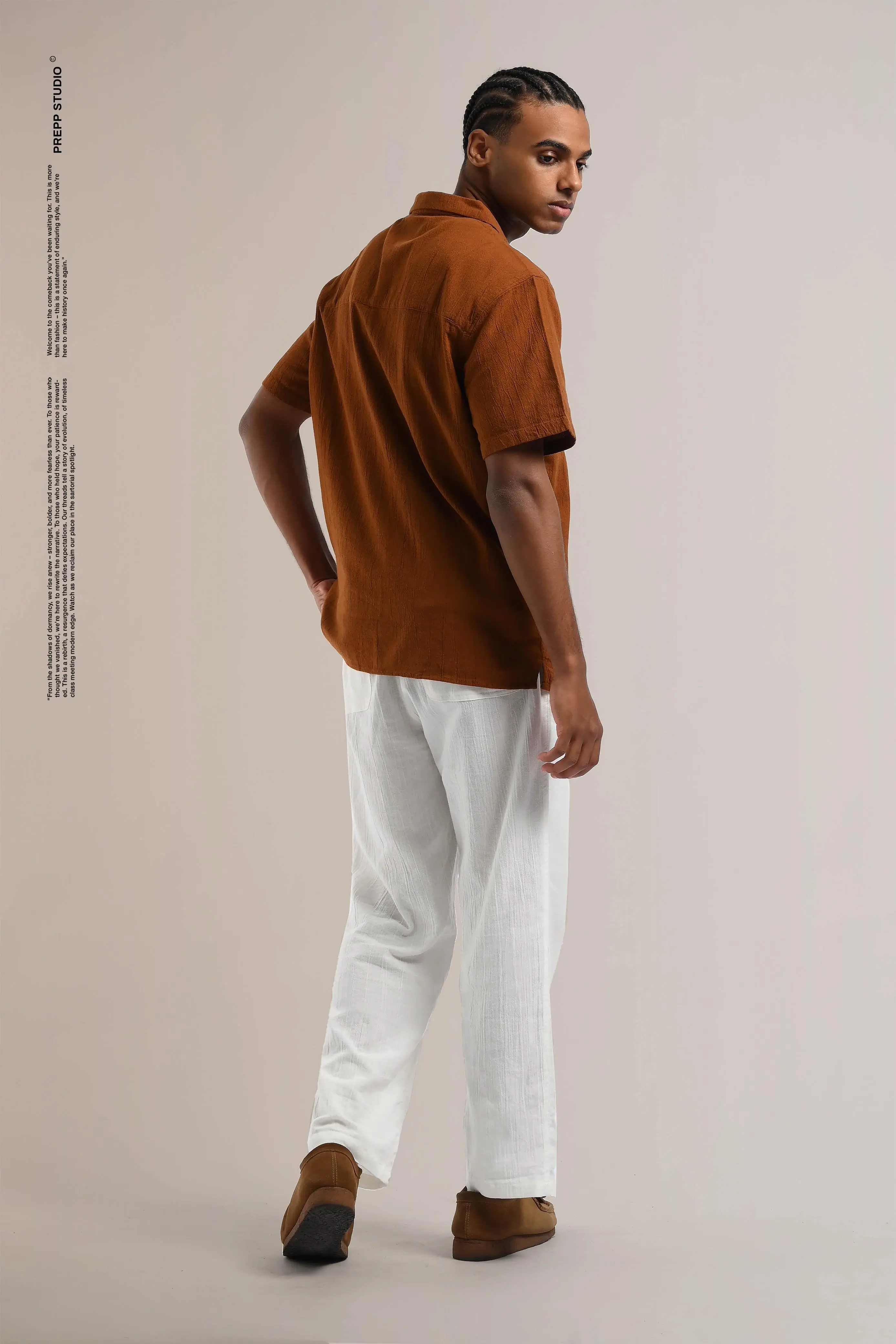 CORRUGATE CRINKLE SHIRT BROWN