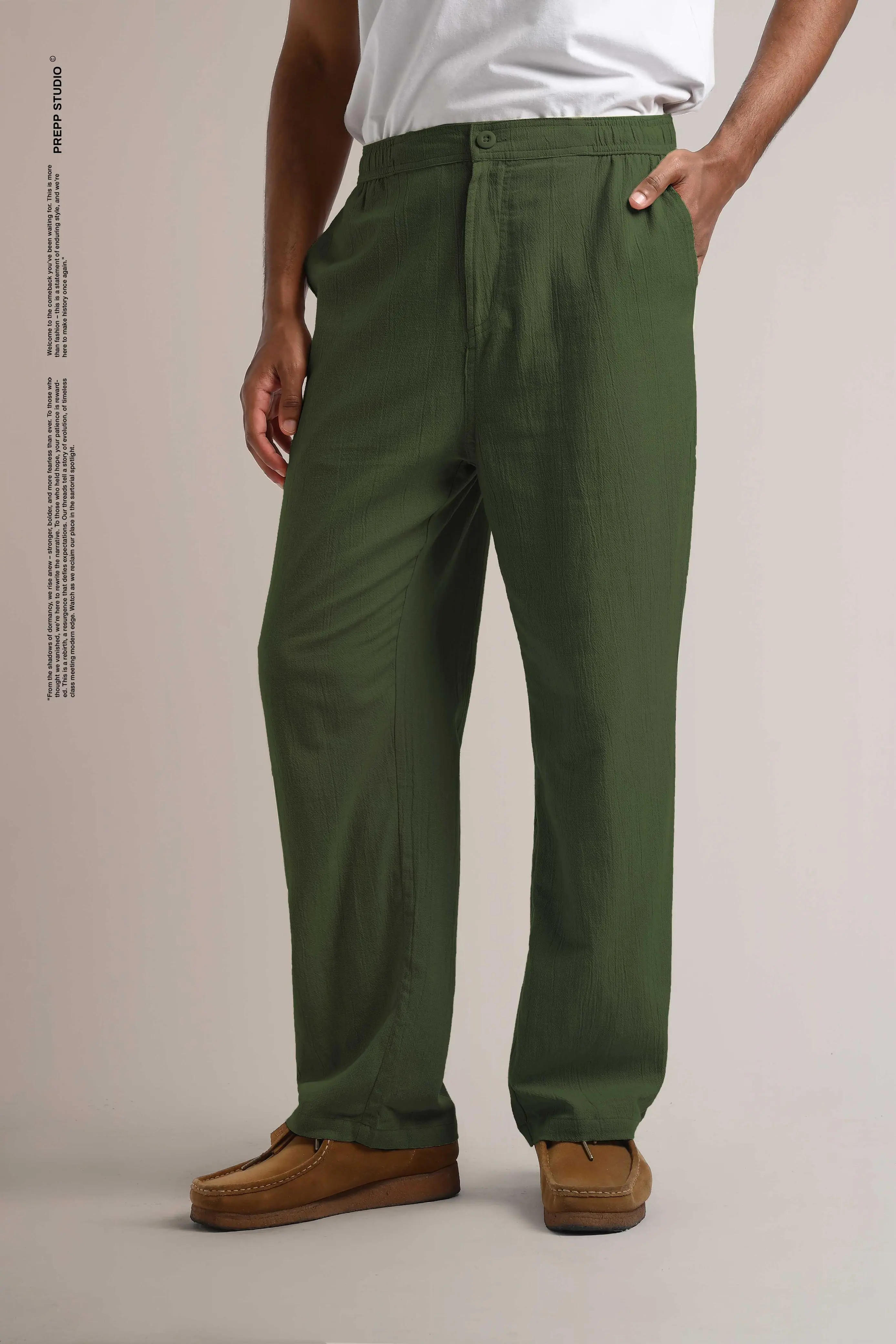 CORRUGATE CRINKLE PANTS ARMY