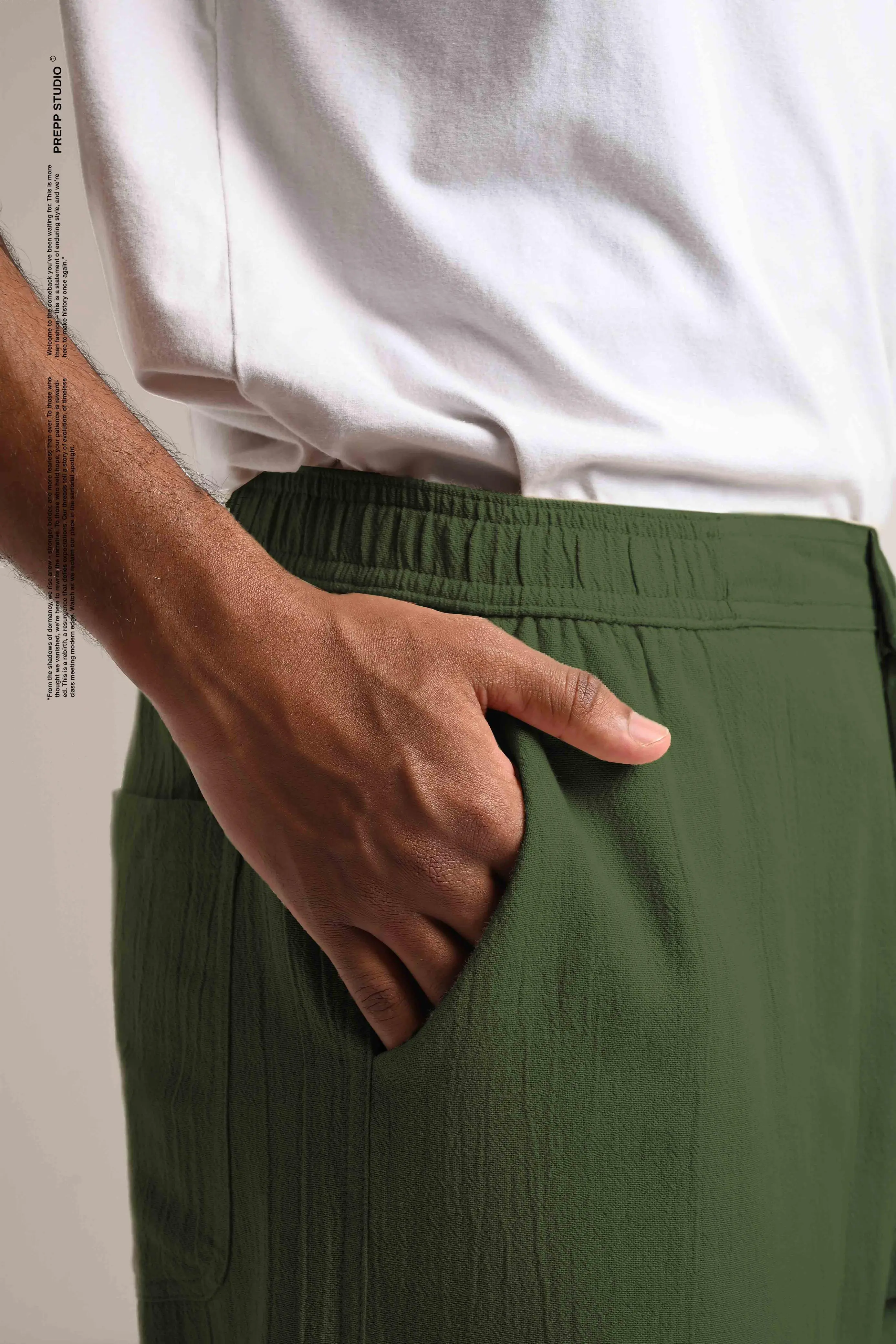 CORRUGATE CRINKLE PANTS ARMY