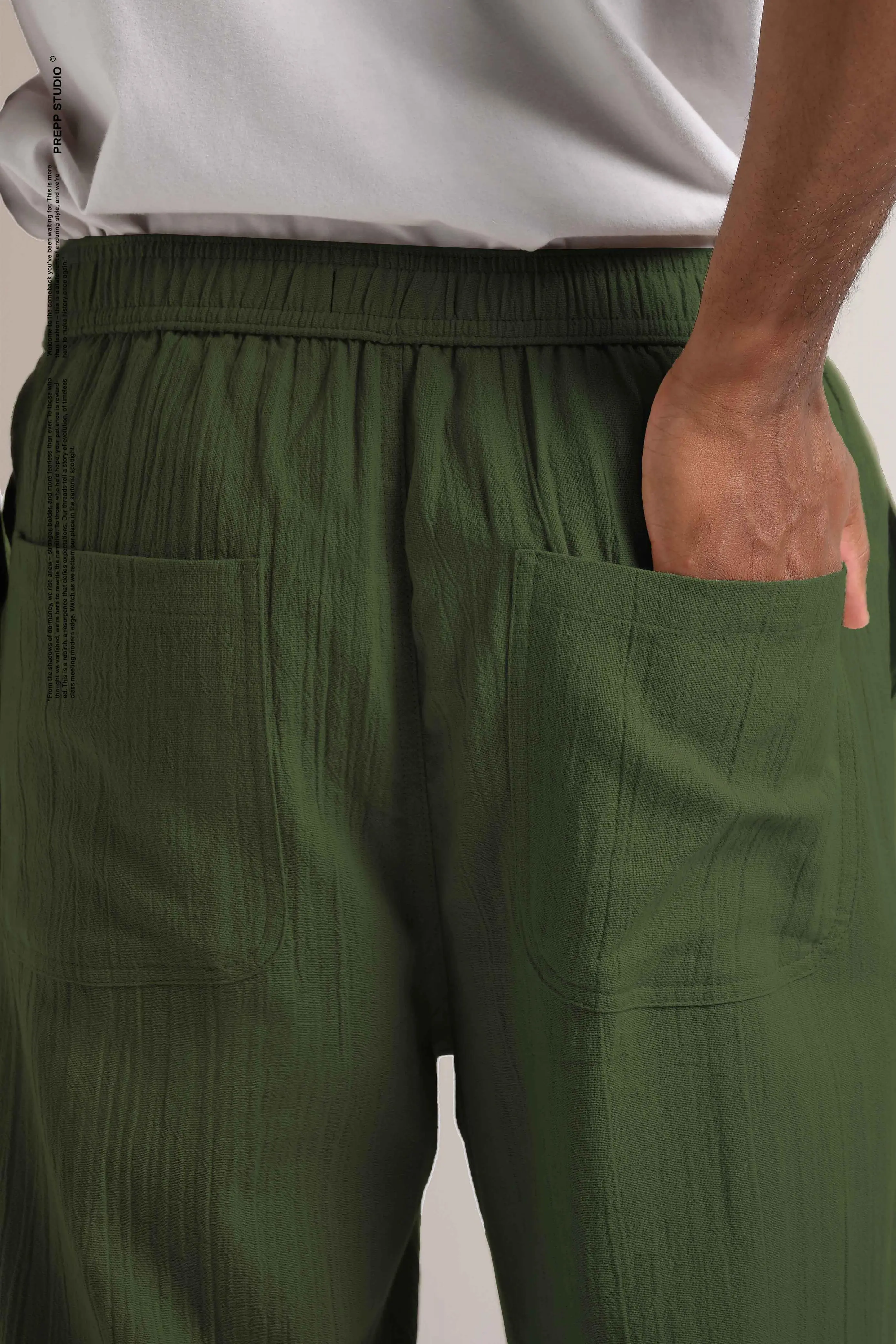 CORRUGATE CRINKLE PANTS ARMY