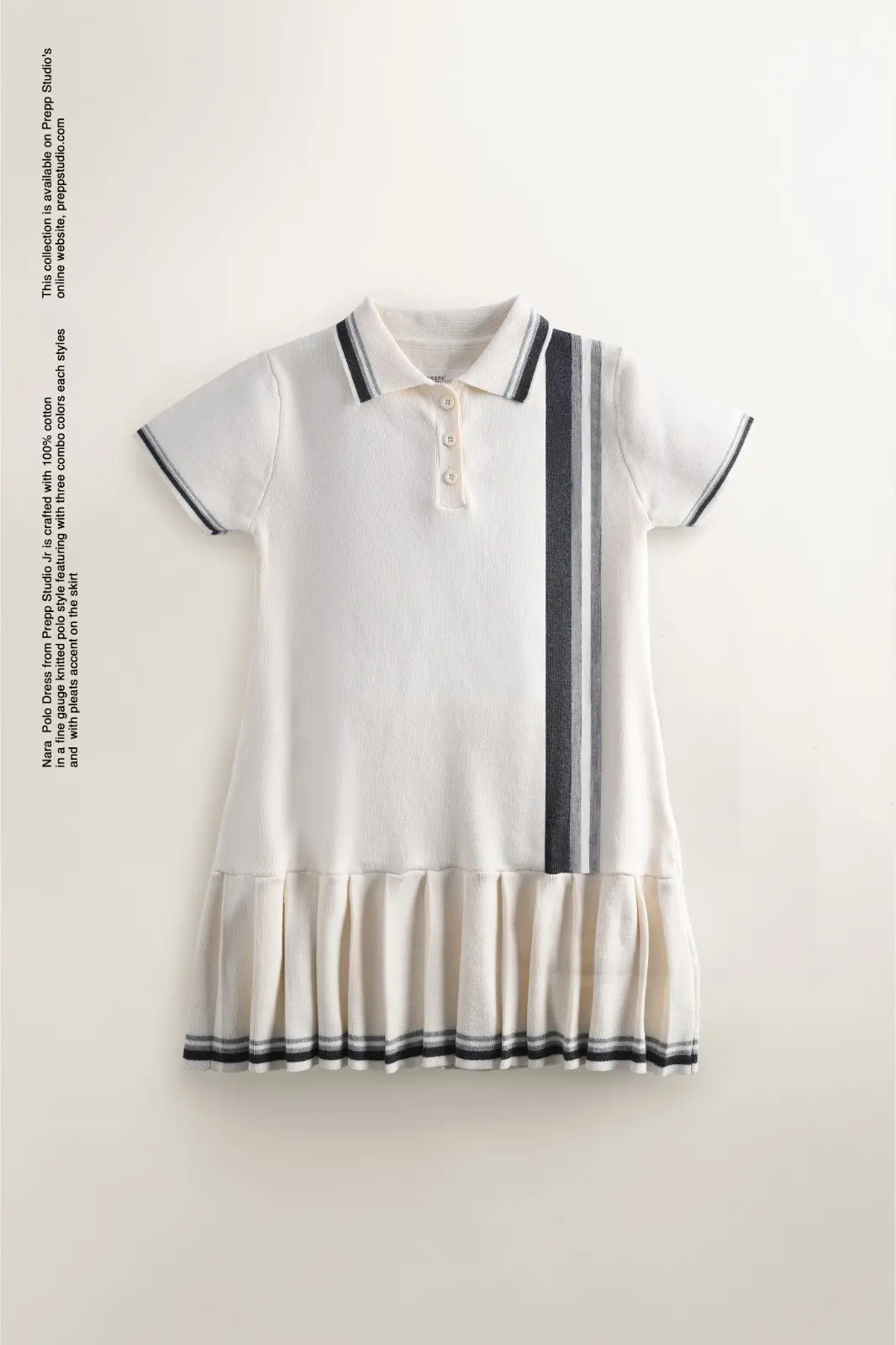 NARA POLO DRESS WHITE GREY