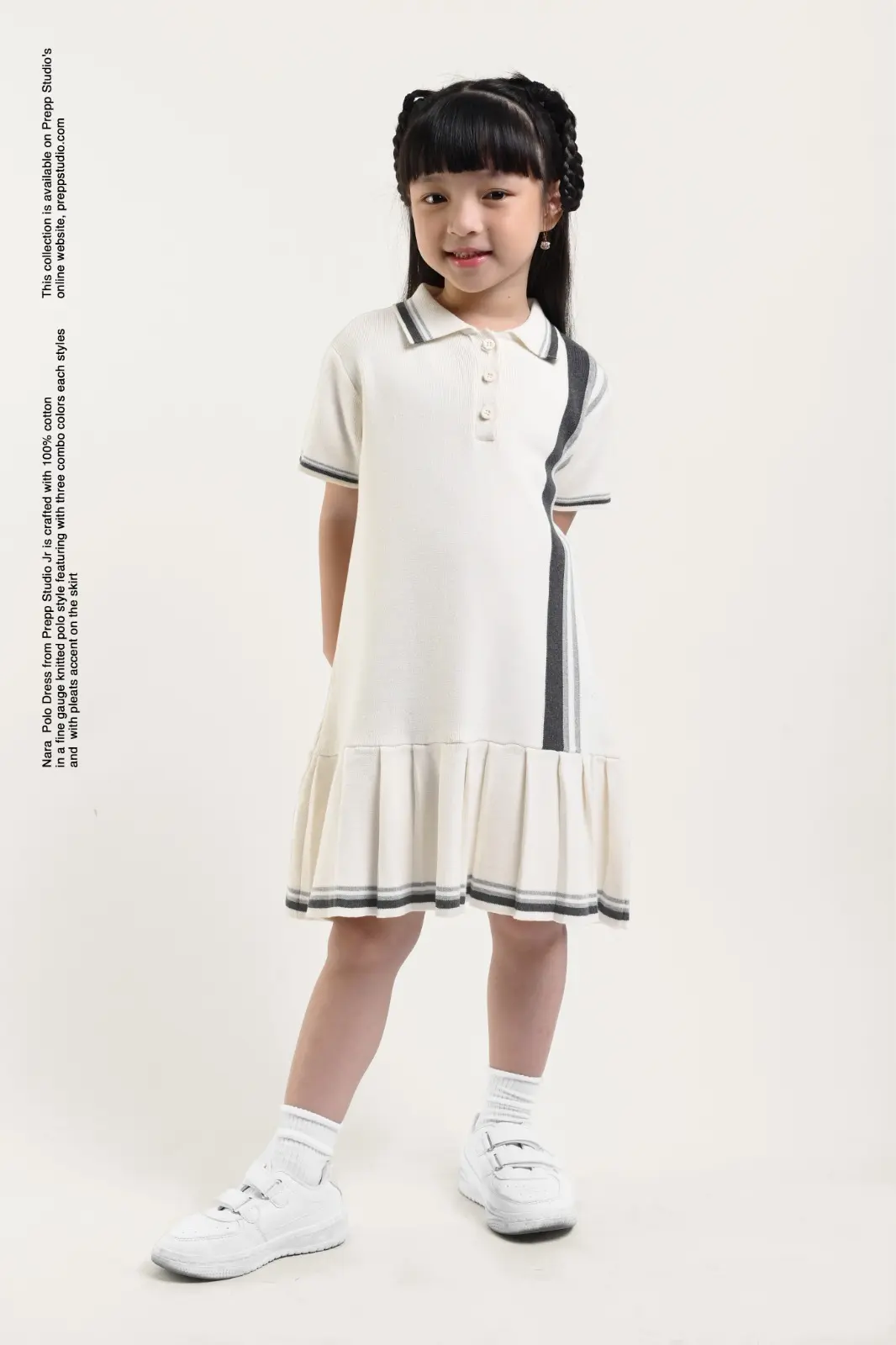 NARA POLO DRESS WHITE GREY