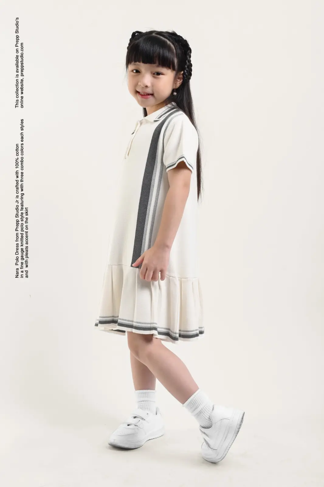 NARA POLO DRESS WHITE GREY