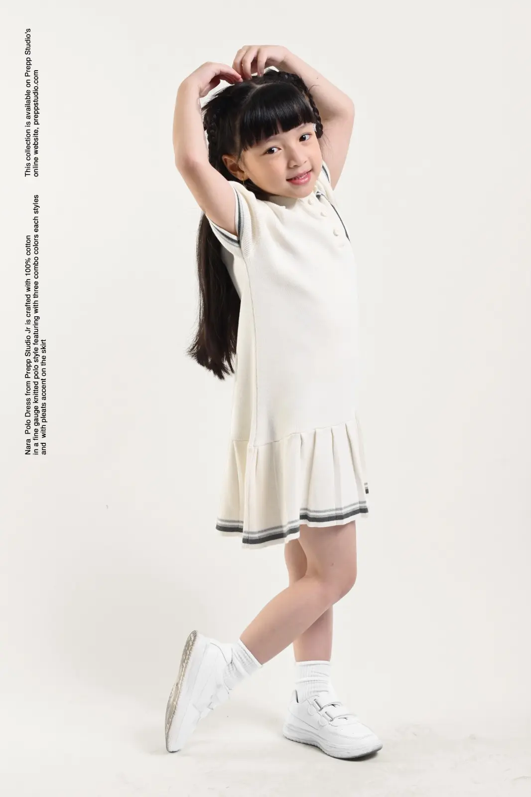NARA POLO DRESS WHITE GREY