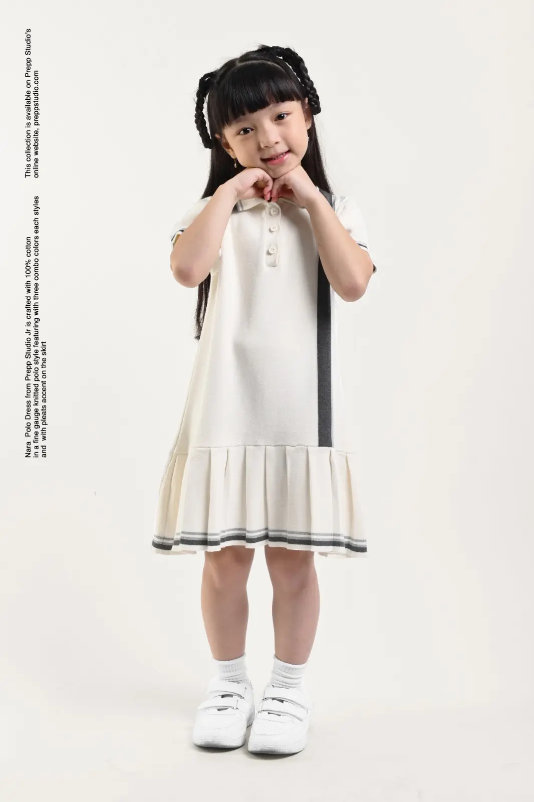NARA POLO DRESS WHITE GREY